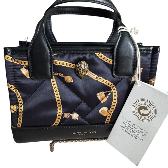 Kurt Geiger Handbags - Kurt Geiger Black Quilted Mini Tote with Gold Chain Print💝